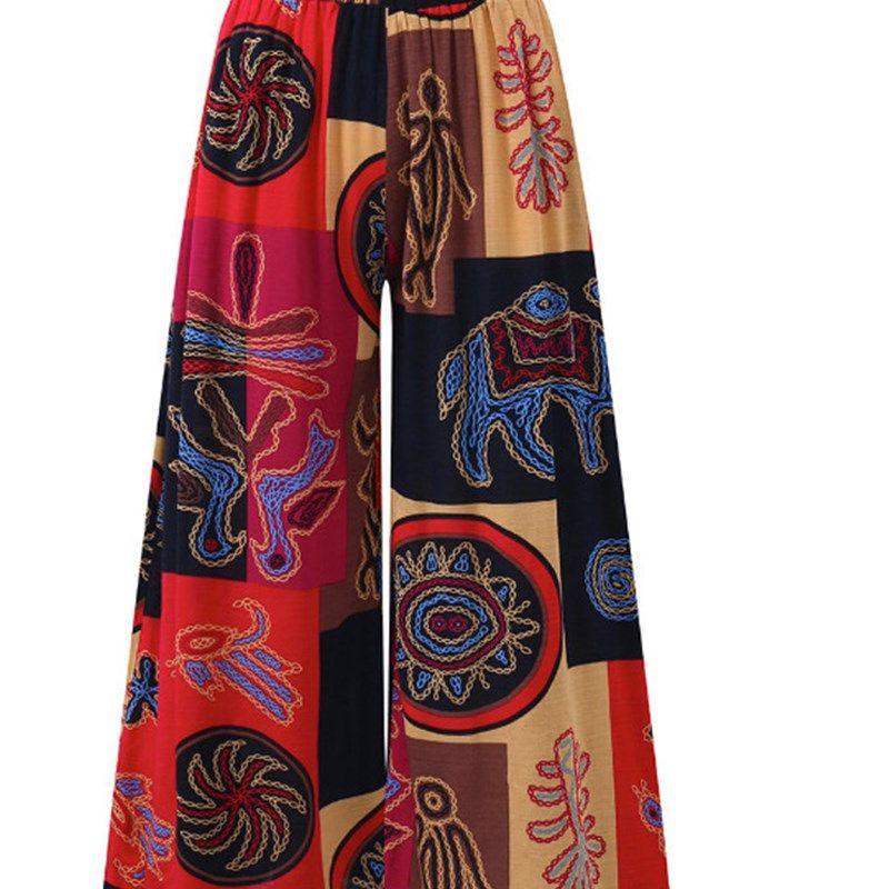 

2023 Ladies 5XL Wide Leg Boho Yoga Harem Pants Gypsy Hippie Red S(S)