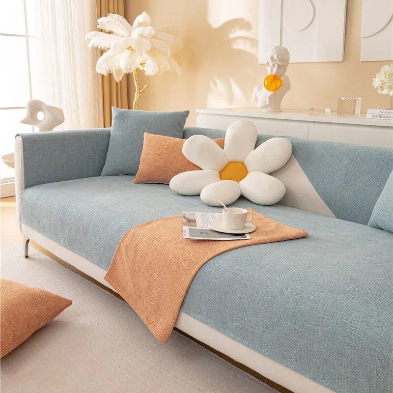 Non-slip Sofa Towel Universal Solid Color Couch Slipcovers Sofa Mat for Living Room 1PC Nordic Chenille Sofa Cover High Quality