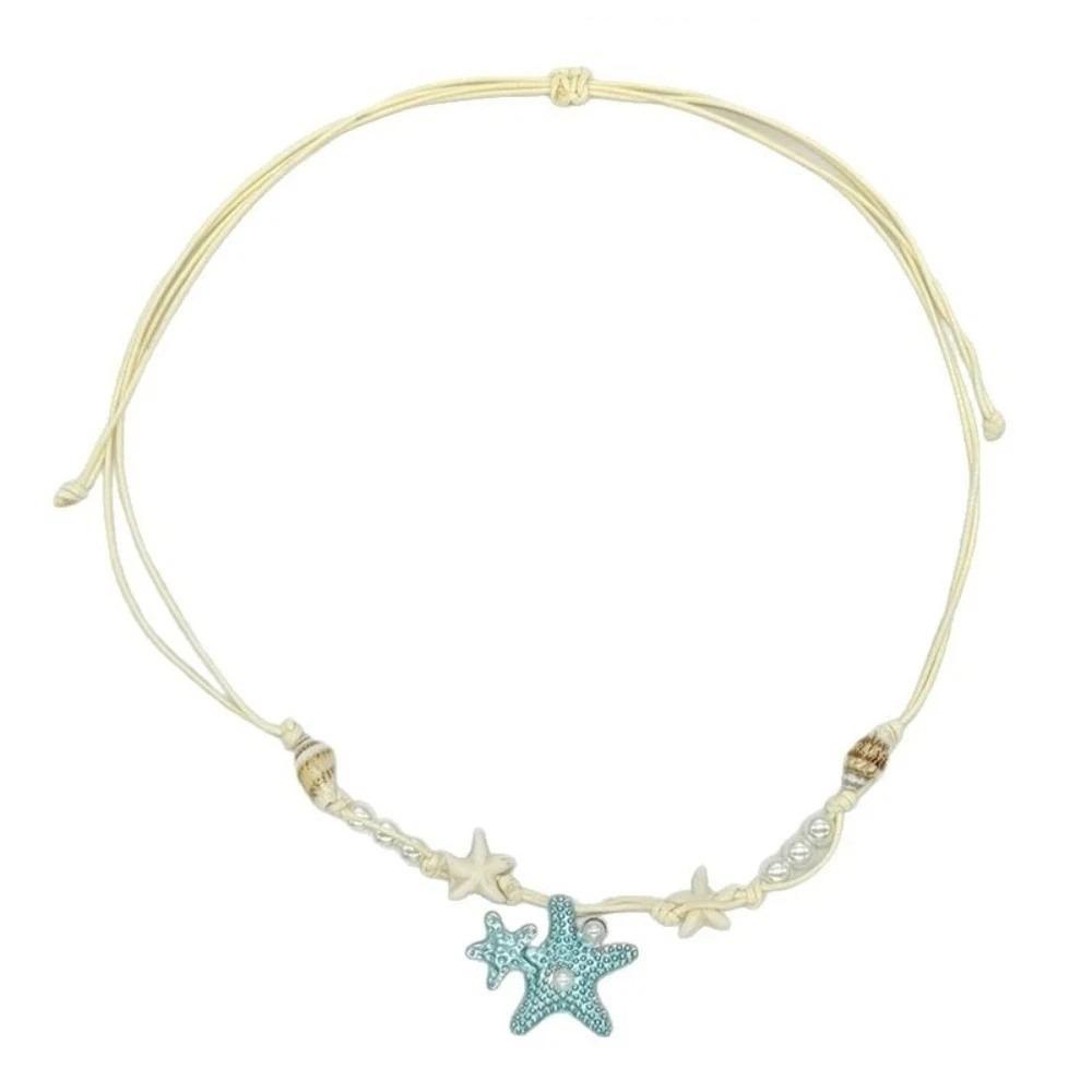 Beach Surfer Starfish Necklace Bohemian Summer Clavicle Chain Fashion Starfish Shell Choker  Gift Green Star