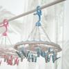 Versatile 20-peg Round Clothing Drying Rack In Blue And Pink For Small Garments