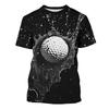 T-shirt met Bolletjespatroon Gitaar Sterren 3D-print Rond Hals T-shirts Voor Mannen 2024 Zomer Nieuwe Streetwear Kleding Losse T-shirts
