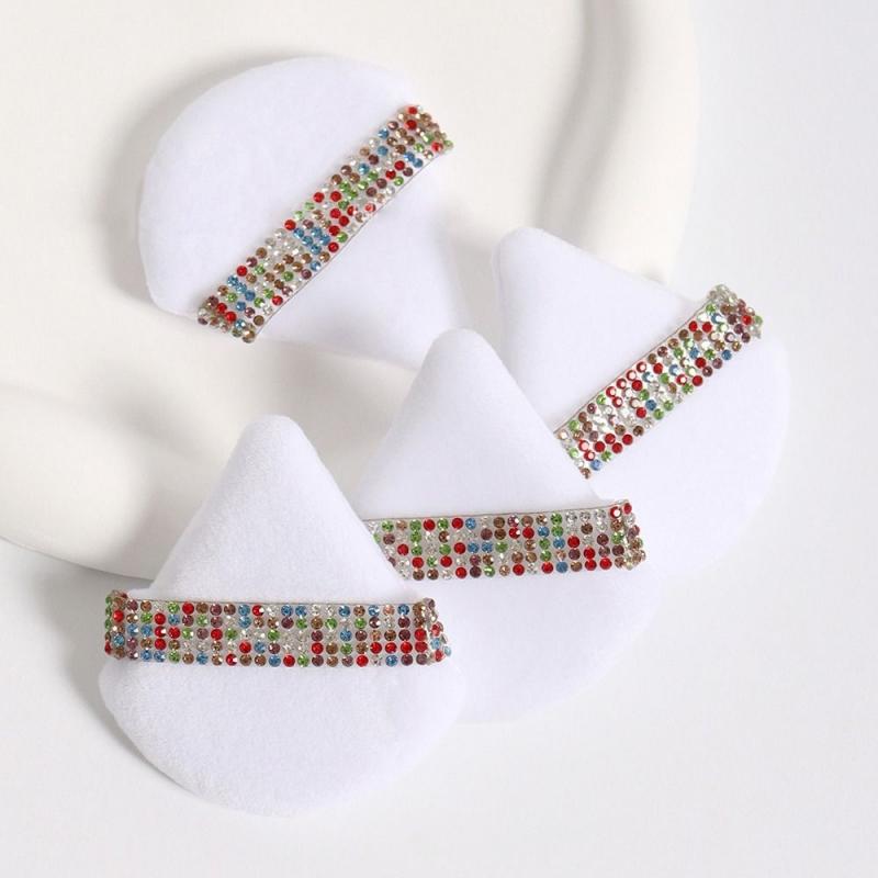 

Бриллиантовый треугольный спонж-пуховка бархатная треугольная пуховка для пудры для лица, инструмент для макияжа, мягкий гладкий спонж для макияжа 4pcs белый