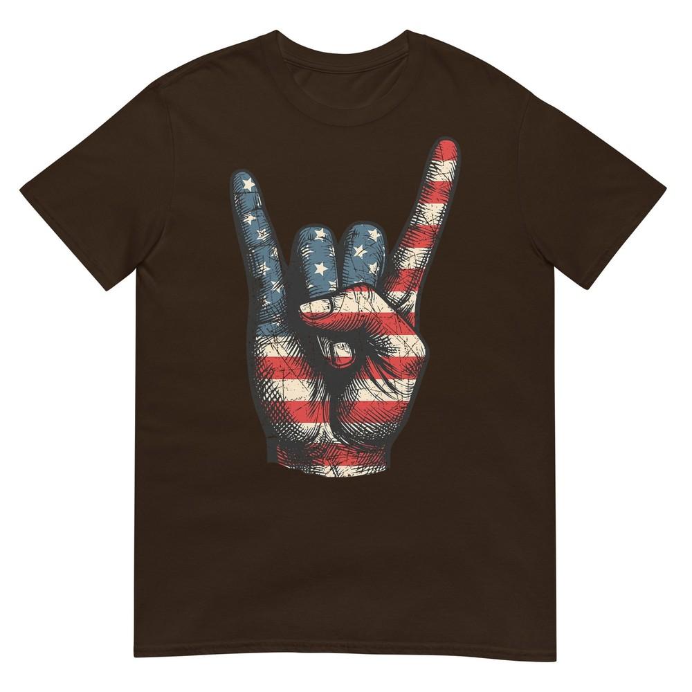 Retro Merica Rock Sign 4th Of July Vintage Usa American Flag TShirt