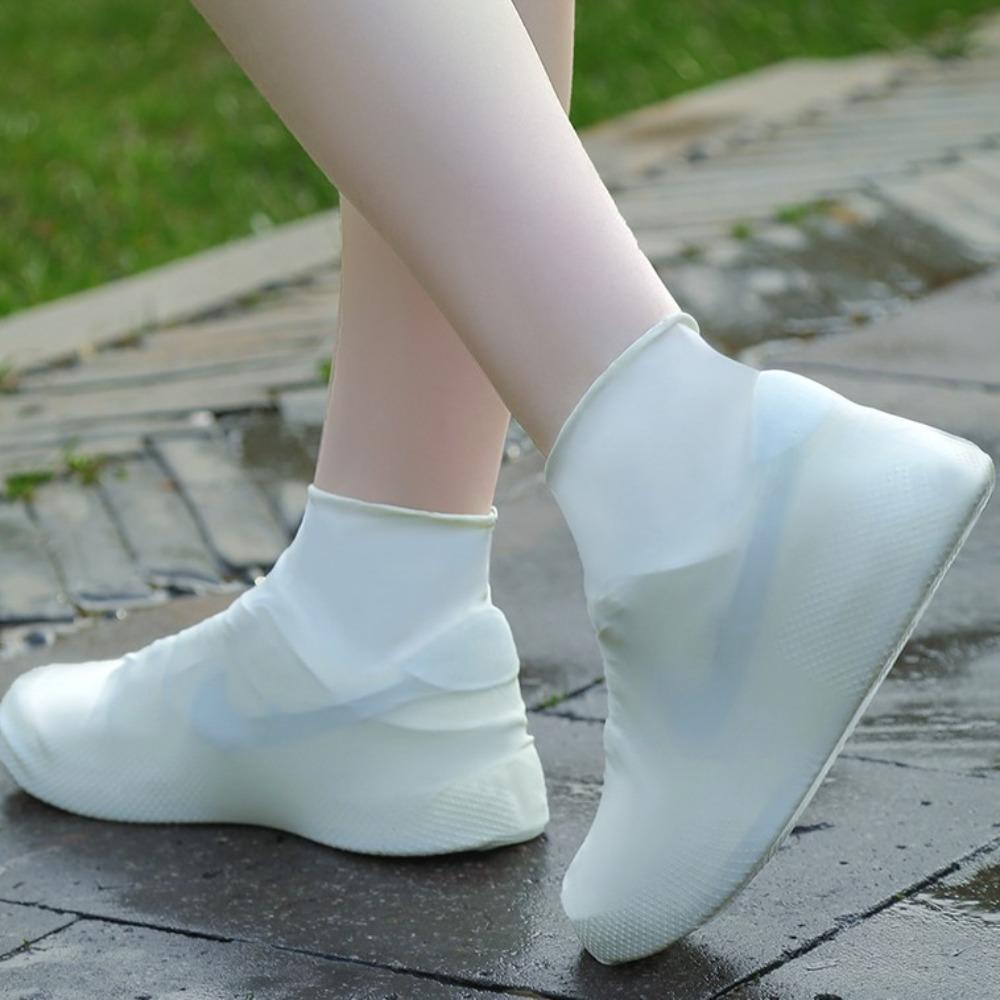 1 Pair Latex WaterProof Shoe Covers Unisex Shoes Protectors Reusable Non-Slip Rain Boot Overshoes Walking Shoes Accessories