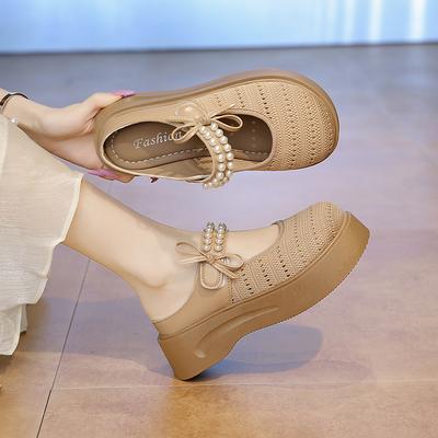 Inner Height-increasing Boken Shoes Women's Outer Slippers Summer New One-pedal Bag Head Half Slippers with Skirt Slippers