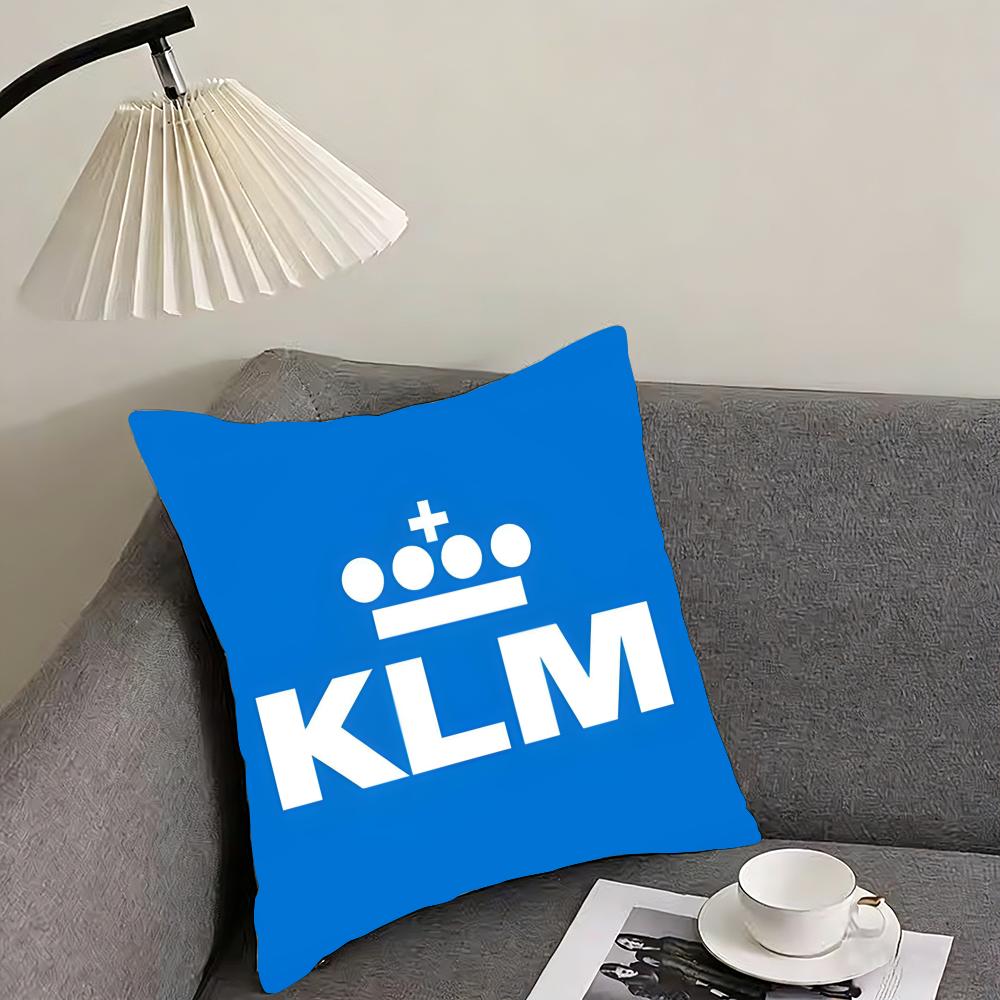 

Netherlands KKlm DutchH Airlines Cushion Cover Pillowcase Ultra Soft Skin Friendly Fabric Cloud Like Comfort Concealed Zipper 30x30cm