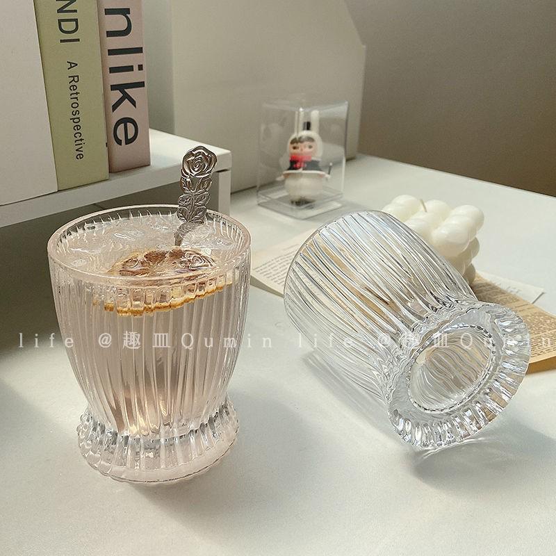 Vertical Stripe Embossed Glass: Perfect for Water, Juice, Iced Coffee, Beer, or as a Gift.