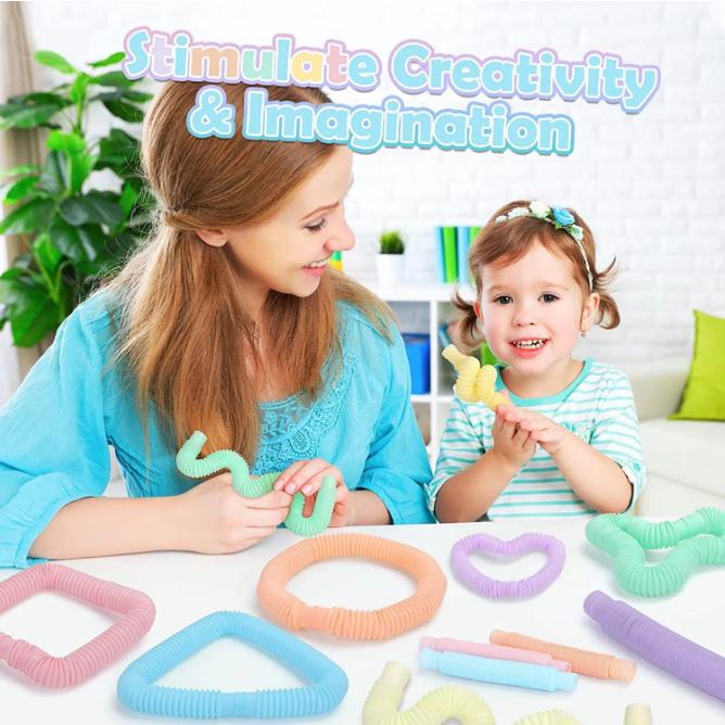 6/12 Stück Pop Tubes Sensorisches Spielzeug Durchmesser 1,9 cm Macaron Teleskoprohr Stressabbau Dekompression Finger Spielzeug für Kinder Erwachsene