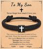 Son Bracelet Easter Basket Stuffers To My Son Braided Rope Adjustable Cross Bracelet Graduation Easter Christian Baptism Gifts