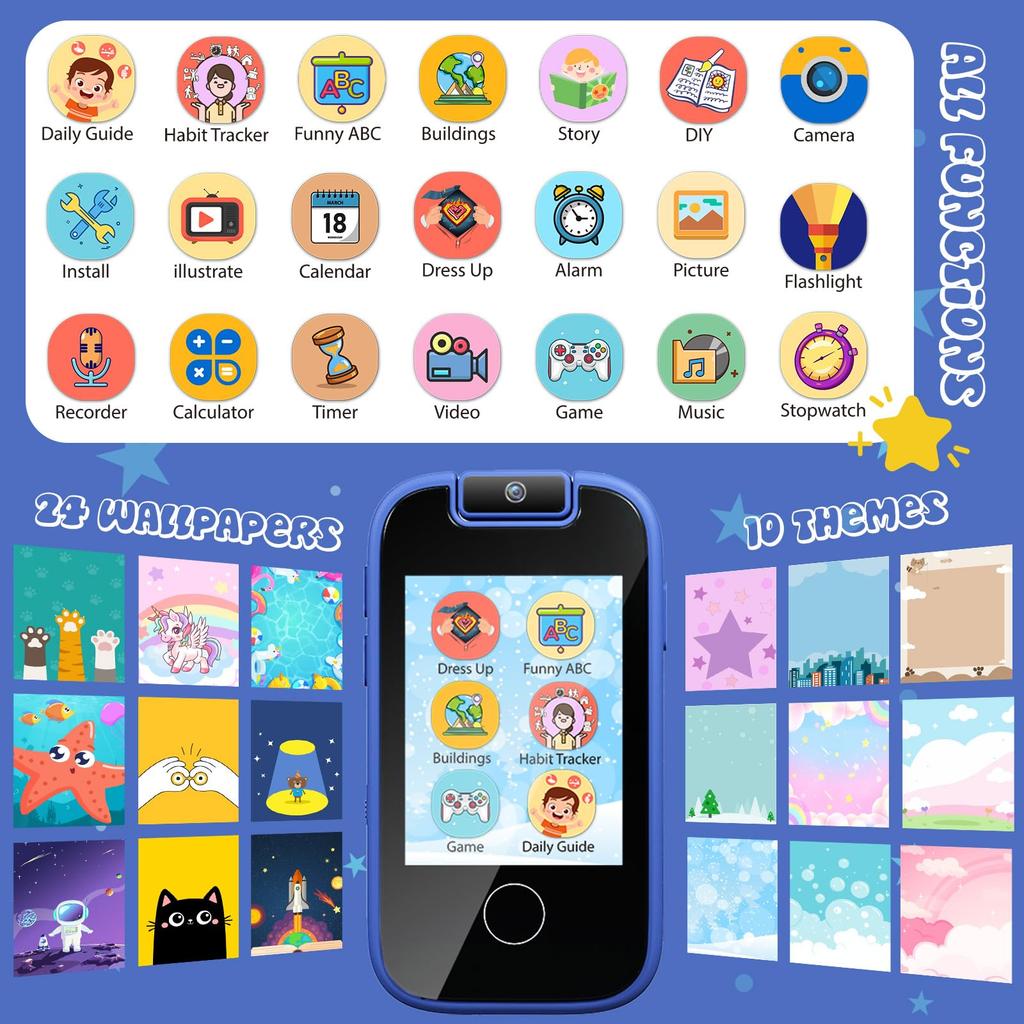 Smart Phone Toy for Girls Ages Christmas or Birthday Flip Video Habit ABC MP3 Alarm Learning Toy for Ages New Gift AYATAHA® Kids' 4-12, Gift,