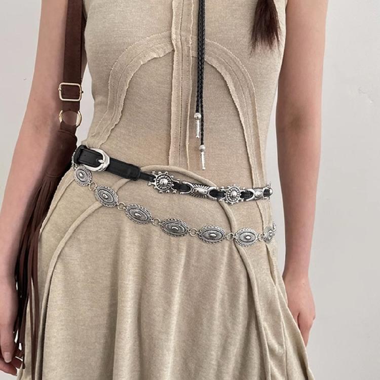 Female Belt Decorative Thin Waist Belt Black Leathers Belts for Dress Jeans