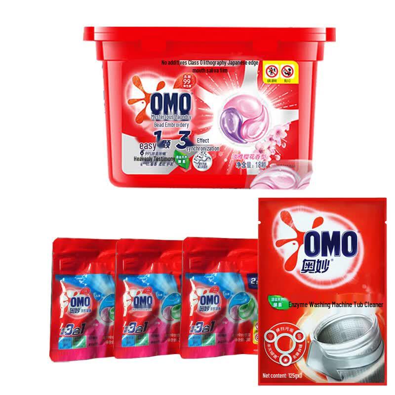 OMO Cherry Blossom Laundry Pods & Cleaner Bundle