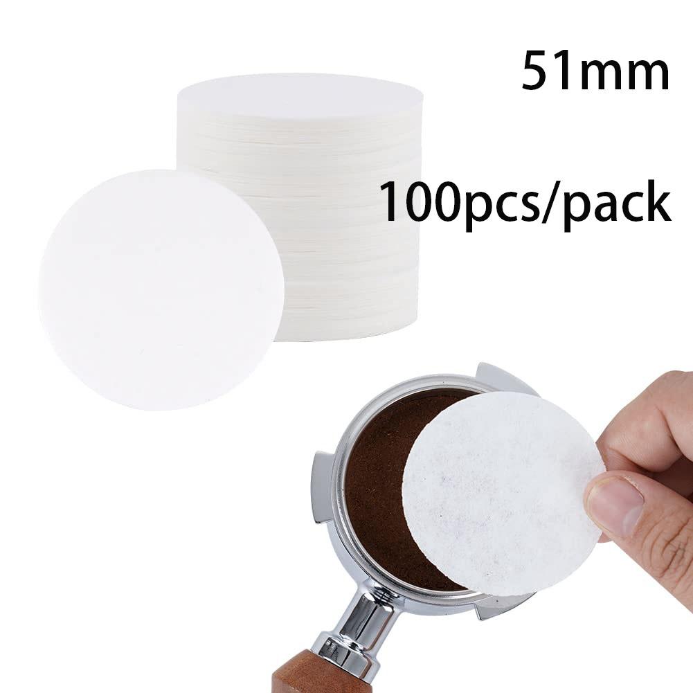 Leeseph Coffee Paper Filter, 100 Pieces Espresso Machine Powder Bowl Filter for 51/53/58mm Puck Screen Coffee Portafilter Basket