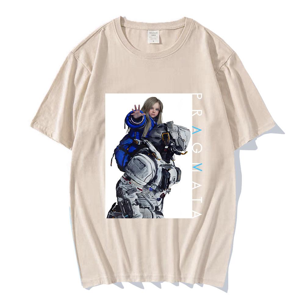 Spiel PRAGMATA Key Art T-Shirt Baumwolle Kurzarm Sommer Streetwear Rundhals Mode Grafikdruck T-Shirt Männliches T-Shirt
