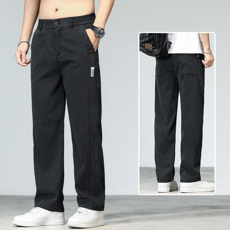 Men's High Quality Soft Lyocell Fabric Jeans Loose Straight Denim Pants Design Casual Trousers Plus Size