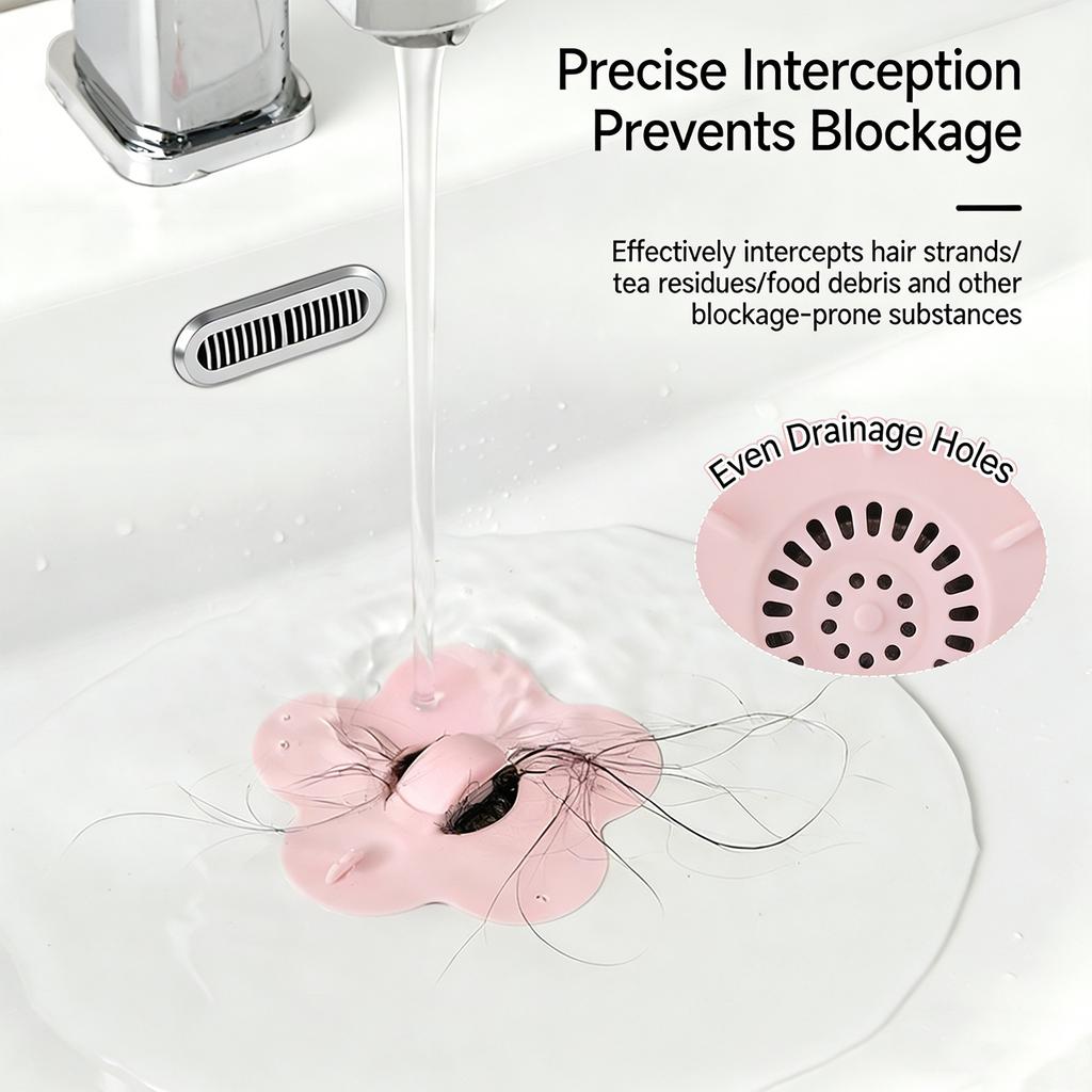 Flippable Drain Filter Screen Silicone Hair Filter Catcher Sink Anti-blocking Strainer Kitchen Bathroom Drain Stopper