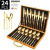 Knight Stainless Steel Tableware Knife and Fork Set 24-piece Set Western Food Knife, Fork and Spoon Gift Box Set
