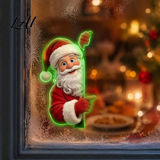 Waterproof Window Film for Christmas Glow In The Dark Santa Claus Switch Sticker Decorative PVC Luminous Wall Decal Durable Seasonal Decor