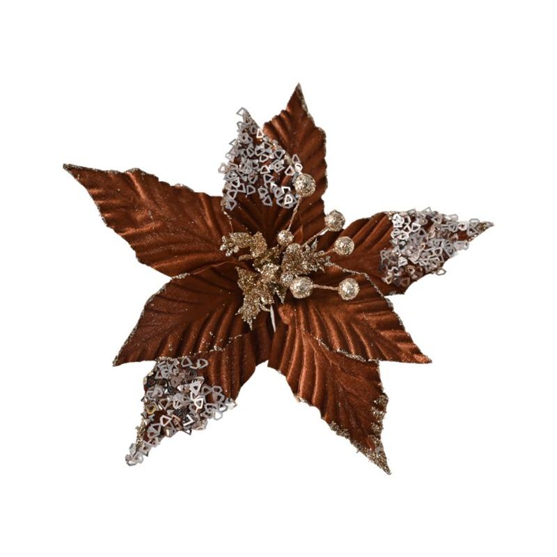 Christmas simulation Christmas flower simulation flower gold powder Christmas flower head Christmas tree decoration accessories flower handmade DIY