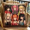 Vintage Kpop Style Idol Girl Group Throw Pillow Cover Retro Anime Art Decorative Cushion Case For Living Room Sofa Couch Home Decor