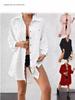 European & American Chiffon Jacquard Pom-pom Loose Casual Cardigan Shirt for Women