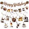Coffee Theme Party Decor Pack With Birthday Banner And Spiral Streamers For Event Setup