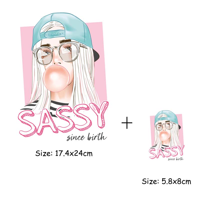 Woman Iron-On Transfers For Clothing Fashion Lady Heat Transfer Washable T-Shirt Jeans Decoration Diy Stickers Child Mom