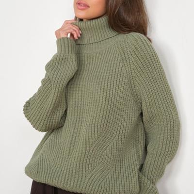 New Sweater Women's Knitted Loose High Neck Thick Long Sleeve Pullover Warm Sweater Lapels