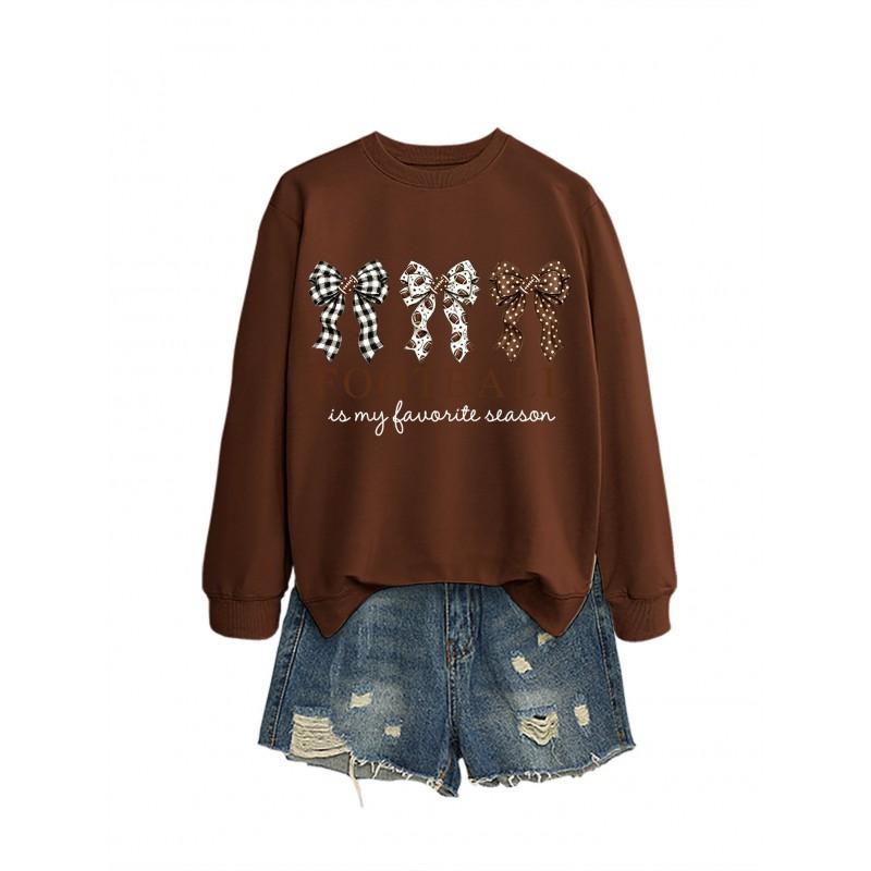 Womens Casual Loose Fit Crewneck Sweatshirt Football Print Everyday Wear