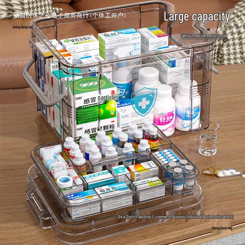 Large Multi-Layer Transparent Family Medicine Box and First Aid Kit