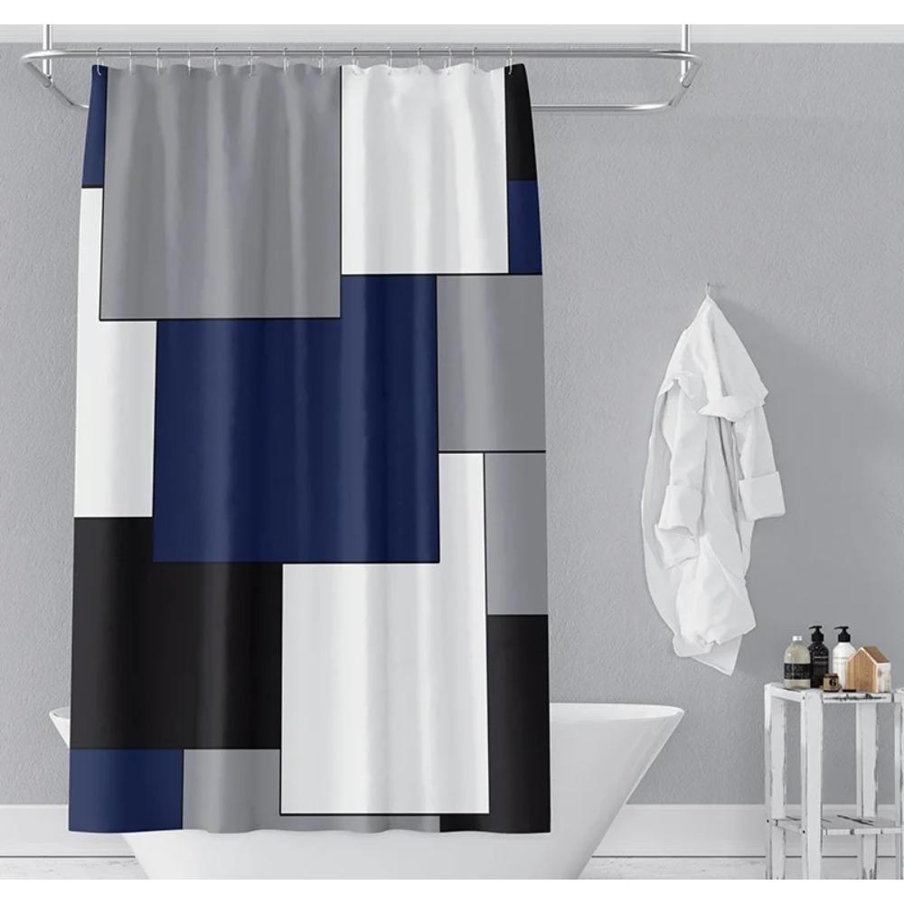 Spliced digital printed fabric shower curtains, thickened waterproof bathroom curtains and bathroom partition curtains