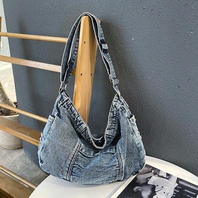 New Largecapacity Shoulder Commuter Bag Versatile Student Class Messenger Bag Version Retro Denim Bag Women