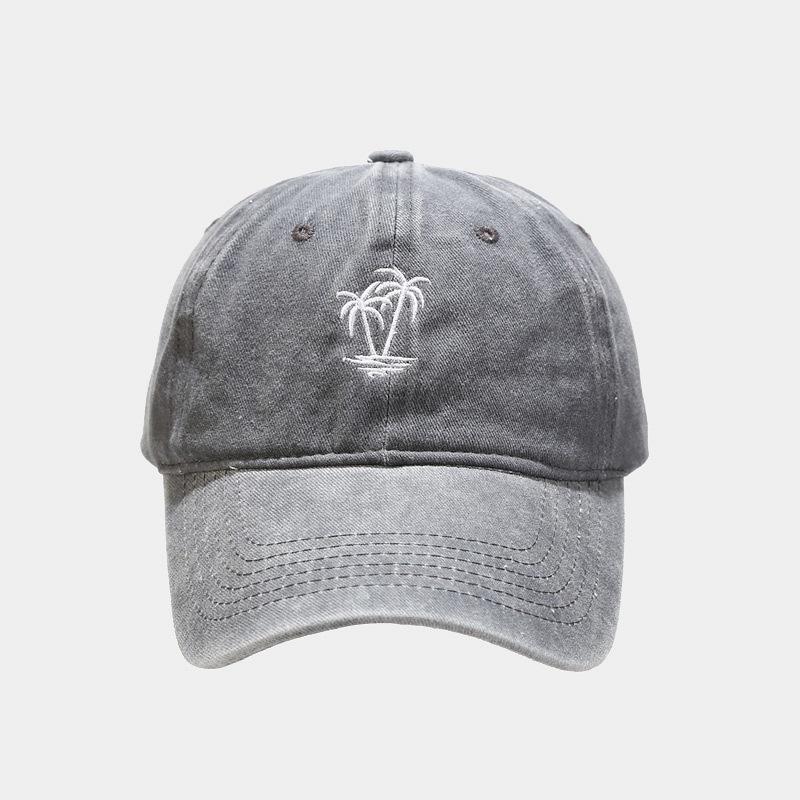 

New Fashion Unisex Washed Cotton Cap Coconut Tree Embroidery Vintage Baseball Cap Men Women Casual Outdoor Dad Hats 56cm-60cm серый