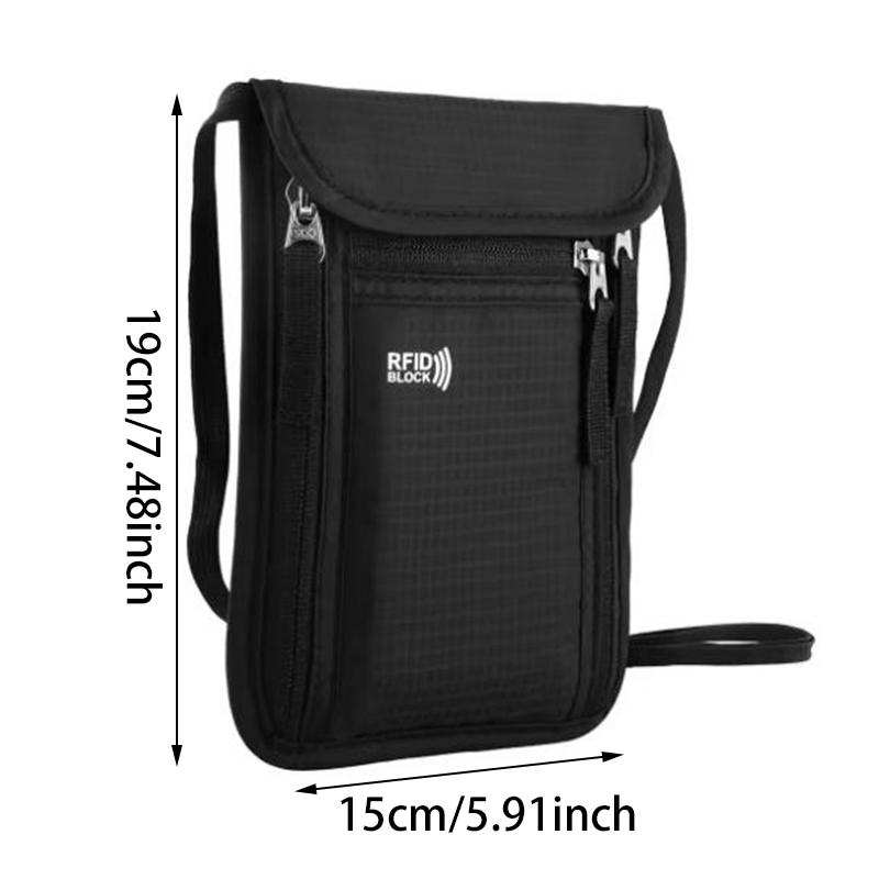 Multifunctional Passport Holder Neck Pouch for Women Men Lightweight Travel ID Card Holder Document Pouch Slim Crossbody Purse