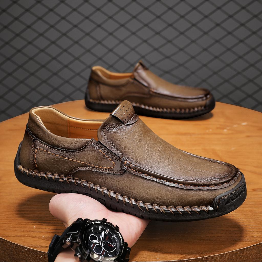 Men's Loafers Slip On Leather Casual Shoes For Men Moccasins Plus Size 39-48 Flats Sneakers Handmade Shoes