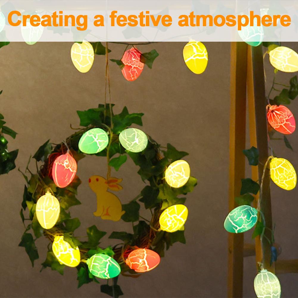 7.8 Inch Easter Egg Wreath LED Light Spring Wreath Decorative Colored Egg Rattan Leaf Wreath Battery Operated for Farmhouse