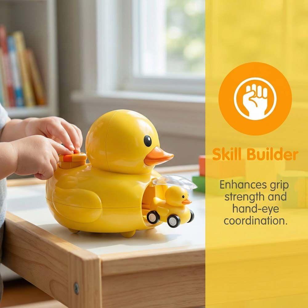 Cartoon Design Yellow Duck Launching Toy Early Education Ejection Toy Car  Educational Play