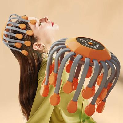 20 Oktopus-Klauen-Kopfmassagegerät, elektrische Rotlichttherapie, Kopfhautmassage-Stimulatoren, orangefarbenes Vibrations-Kopfmassagegerät