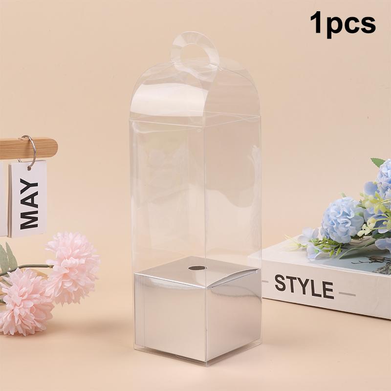 

1/5 шт. Валентиновская ручная коробка для цветов Прозрачная ПВХ коробка для цветочных композиций Одиночная коробка для роз Упаковочные коробки для букетов 1Pc