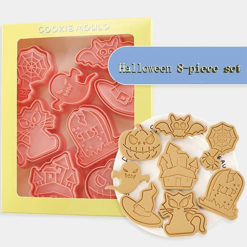 8Pcs Easter Plastic Cookie Cutter Rabbit Egg Biscuit Mold 3D Cartoon Bunny Mould Cake Baking Tools Easter Party Decorations 2024