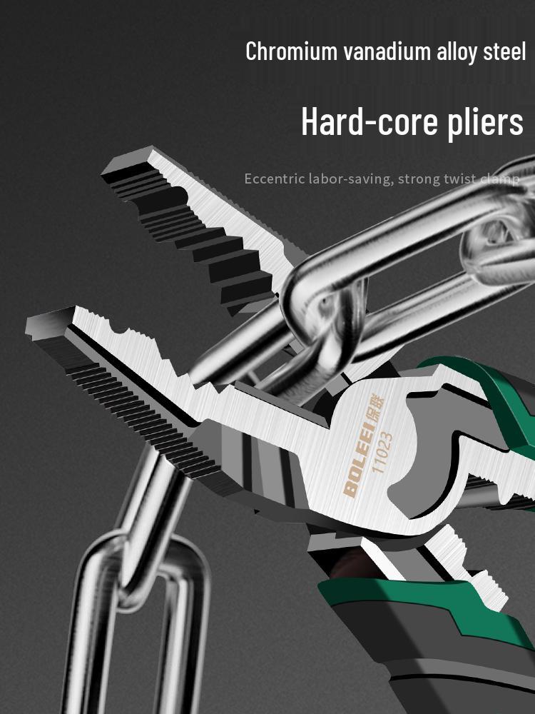 Multifunctional Industrial-Grade Pliers: Combination, Needle Nose, Diagonal Cutting, Eccentric, Strong Blade.