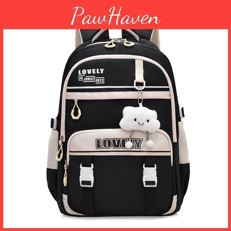 Capacity Simple Large Backpack With Letter Embroidery And Cloud Design Pendant