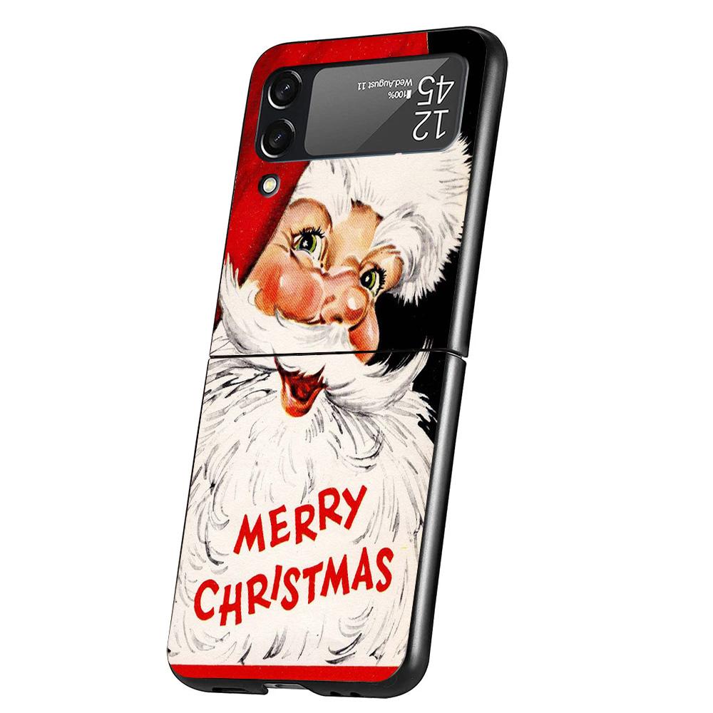 Christmas Santa Claus Present Cover Phone Case For Samsung Galaxy Z Flip 7 6 5 4 3 5G Flip7 Flip6 Flip5 Flip4 Flip3 Black Fundas