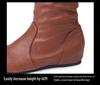 Plus Size 2020 Women's Long Leather Boots - Solid Color, Pleated, High-top, European Style