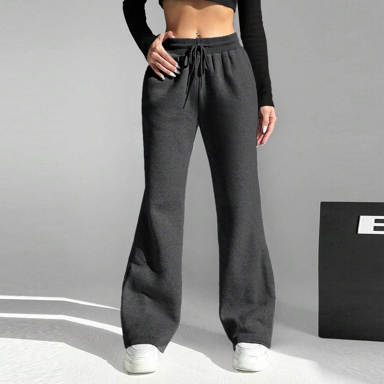 

Женские эластичные брюки с высокой талией, повседневные активные брюки с широкими штанинами и длинными брюками, брюки с карманами S