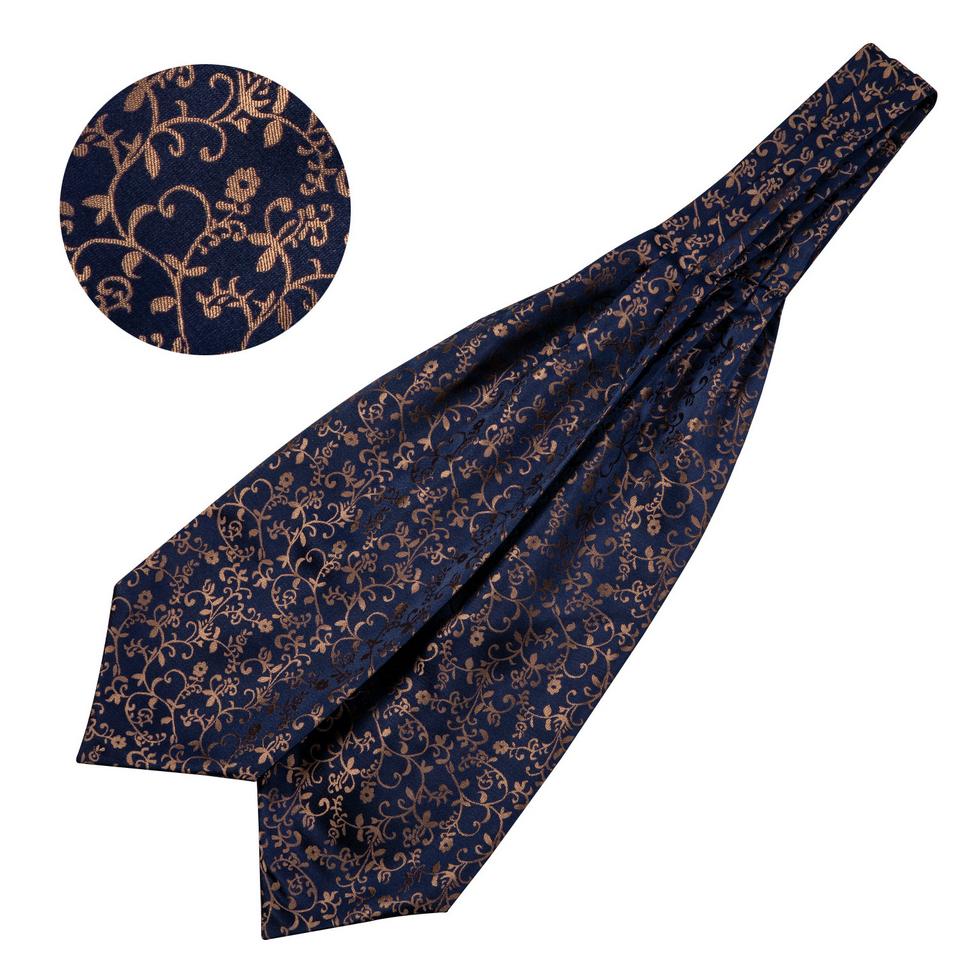 Barry.Wang Ascot für Männer Paisley Floral Krawatte Krawatte Einstecktuch Manschettenknöpfe mit Brosche Pin Set