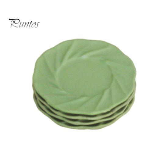 

4 шт., блюдо для кукольного домика, миниатюрная тарелка тонкой работы, кухонное сервировочное блюдо для аксессуаров для кукольного домика зелёный