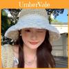 Floral Pattern Lace Decoration Women Summer Woven Hat With Ribbon Tie For Summer Beach And Outdoor Activities