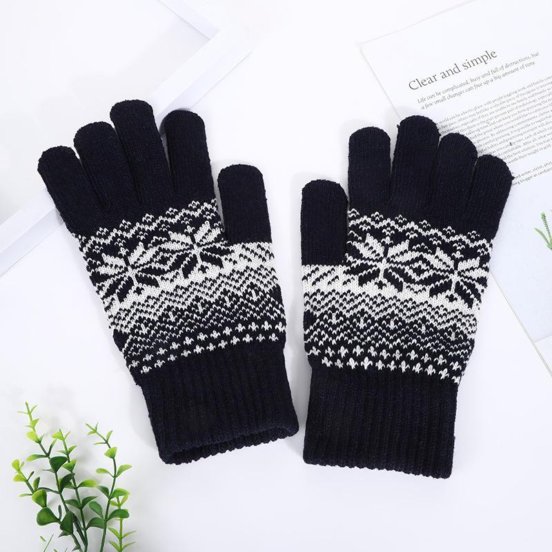 Winter warm snowy knitted five-finger gloves split-finger gloves adult gloves