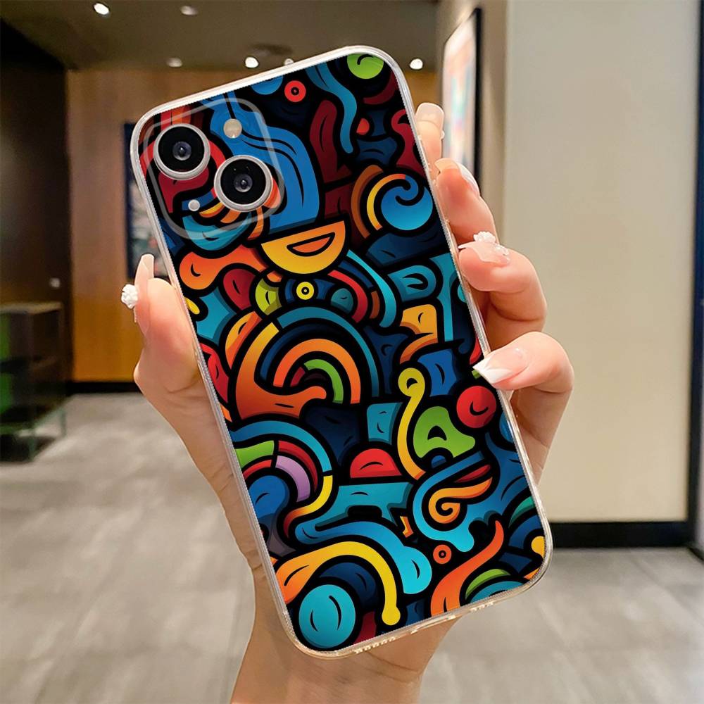 Colorful Lines Graffiti Phone Case For iPhone 17 16e 16 15 14 13 12 11mini Pro Max X XR XSMAX 8 7 Air Plus Soft Cover